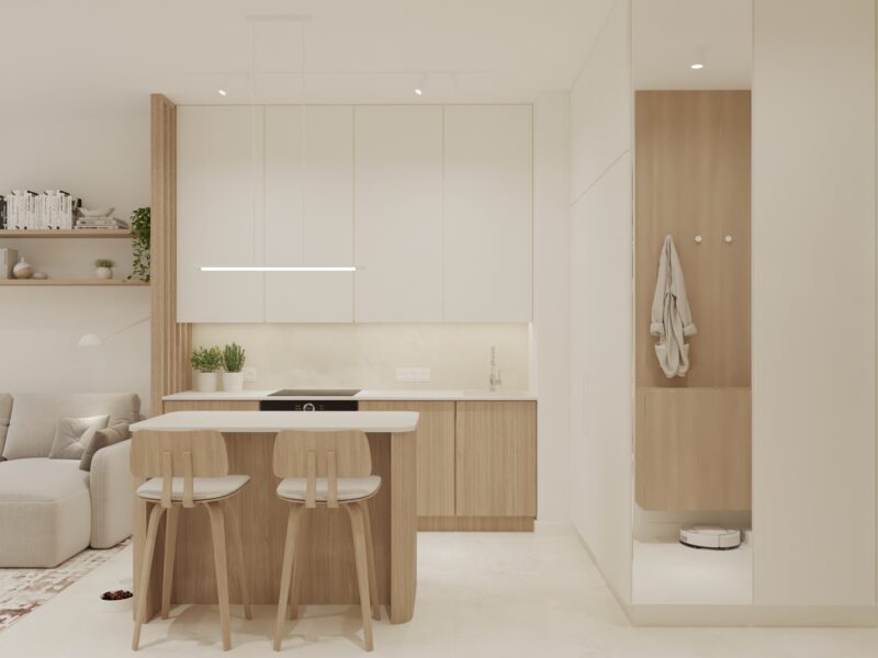 Minimalistyczne mieszkanie Japandi