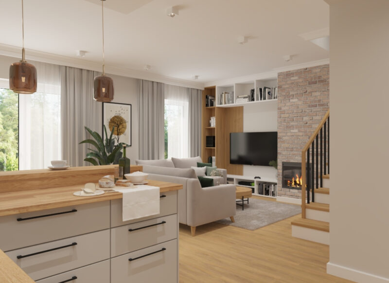 Dom z dominującą cegłą